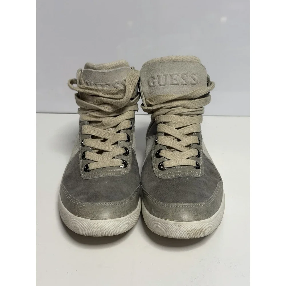 VTG Guess High Top Sneakers Gray Quilted Style GM-JAMAL-C Mens Size 7.5 Y2K